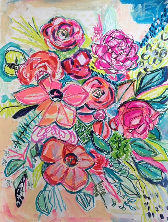 Dessin De Grandes Fleurs Peinture De Fleurs Fleurs Abstraites Florales Tropical Art Bulgare Fleurs Bohème Fleurs Abstraites Expressif