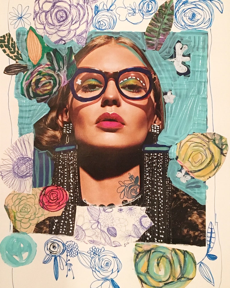 Mixed Media Portrait Bohemian Art Magazine Art Fashion Etsy Ireland