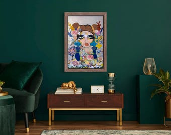 Goddess of Patterns – Original 24x36 Boho Soul Portrait on Canvas, Sacred Feminine Abstract Art, Goddess Art, Divine Feminine Painting