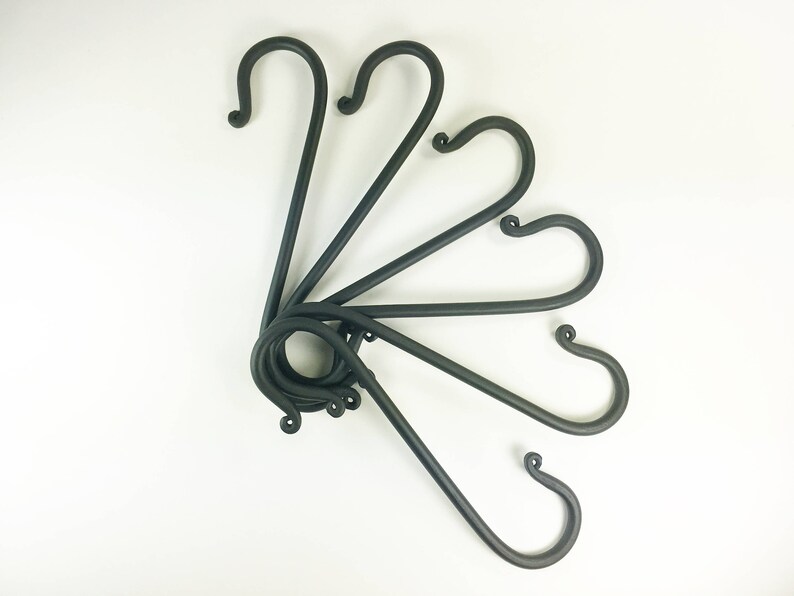 Set of 6 Wrought Iron Hooks S Hooks Pot Rack Hooks Rustic Etsy