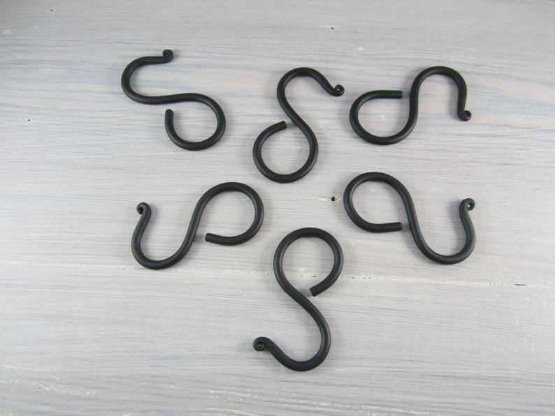 Set of 6 Wrought Iron Closed End S Hooks Kitchen Utensil Etsy