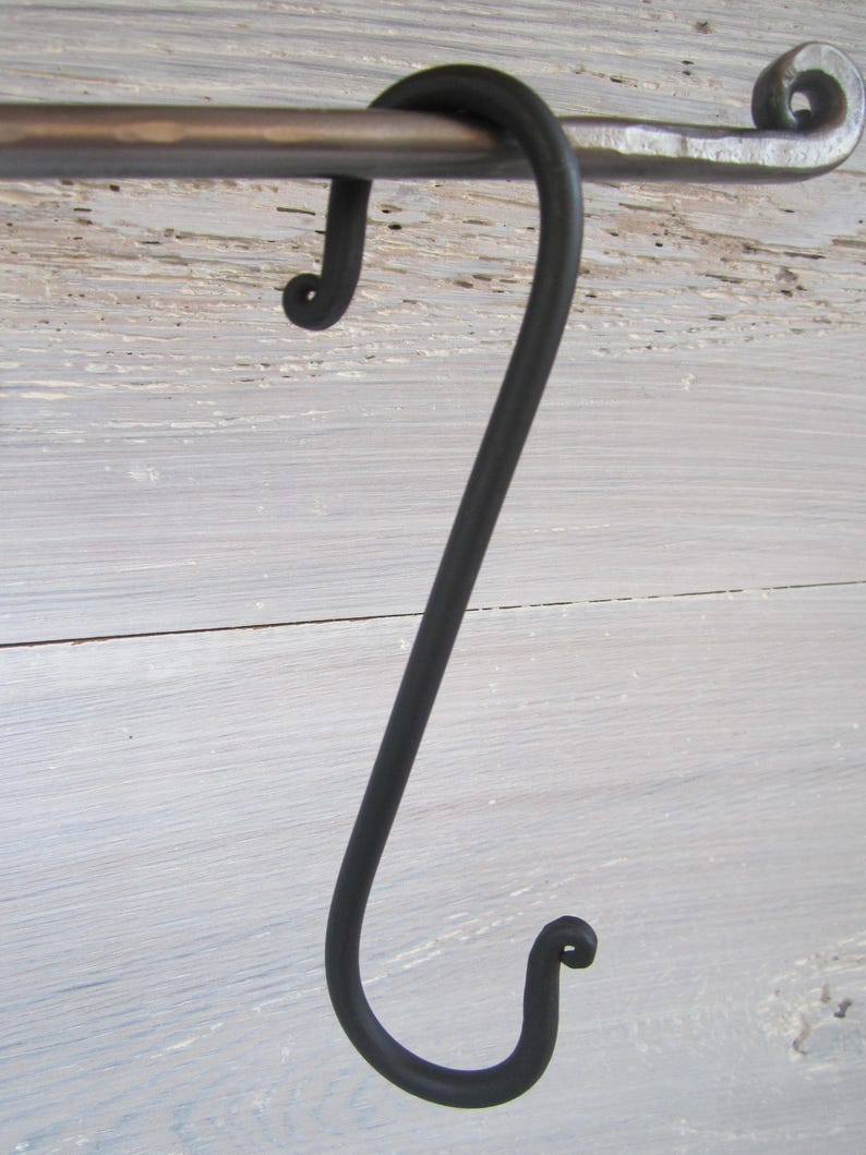 Set of 6 Wrought Iron Hooks S Hooks Pot Rack Hooks Rustic Etsy