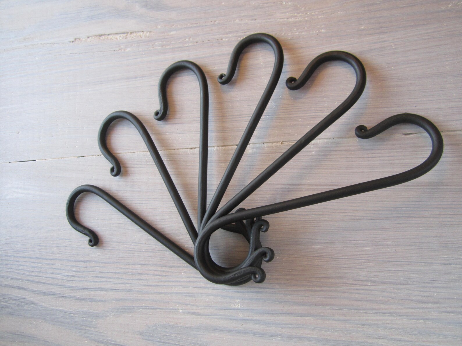 Set of 6 Wrought Iron Hooks S Hooks Pot Rack Hooks Rustic Etsy