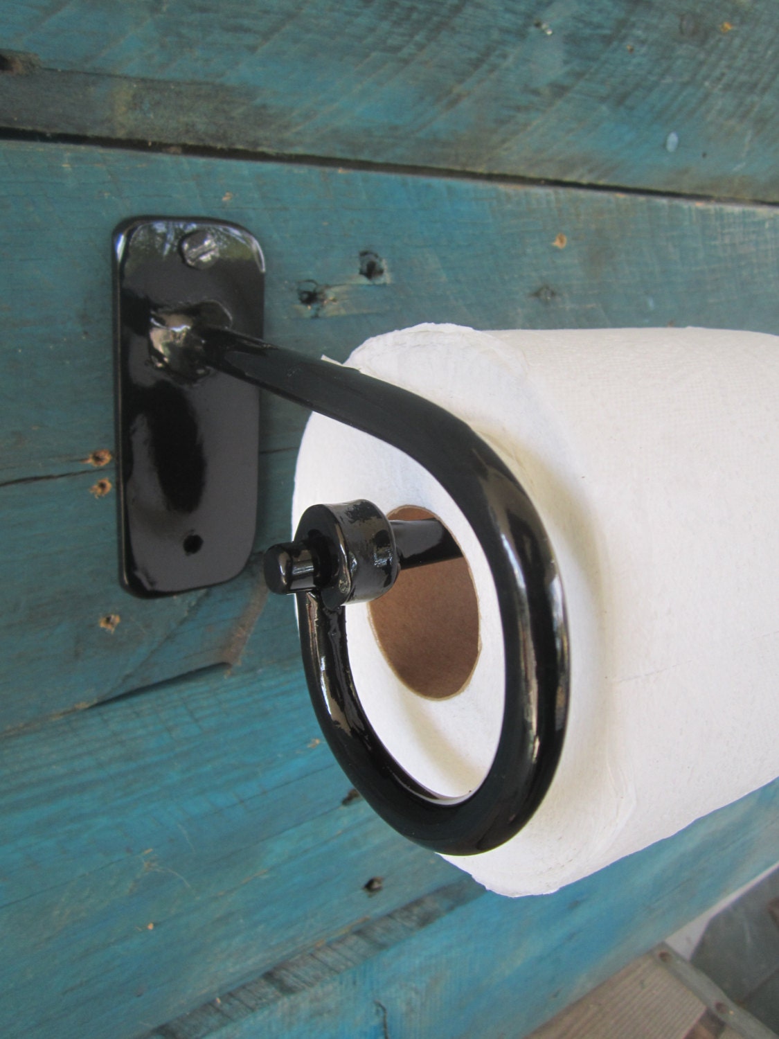 Rustic black iron Toilet Paper Holdernatural metal wall mount Etsy