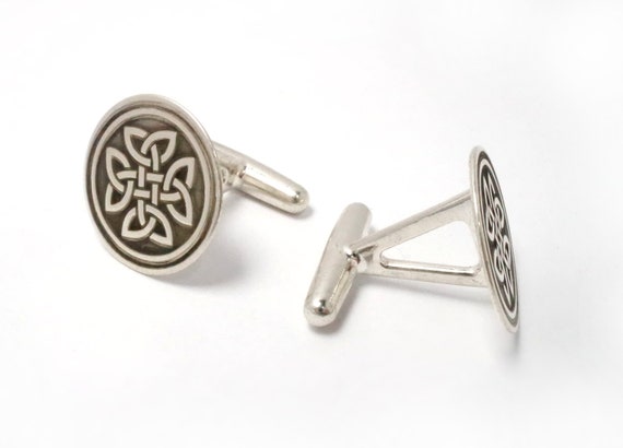 Celtic Cufflinks 925 Sterling Silver Round Men's Unique Elegant Man Cuff Link Celtic Cufflinks 925 Sterling Silver Round Men's Unique Elegant Man Cuff Link