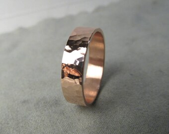 Polished Copper Ring Hammered Copper Ring Handmade Copper Ring, Thick Copper Ring, Custom Engraving