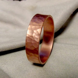 Matte Hammered Copper Ring Hammered Ring Handmade Thick Ring Made to Size Custom Engraving image 1