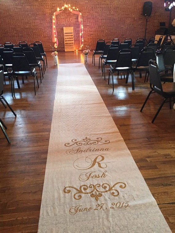 Items similar to Wedding Aisle Runner Custom Handpainted; White , Ivory or Burlap fabric on Etsy