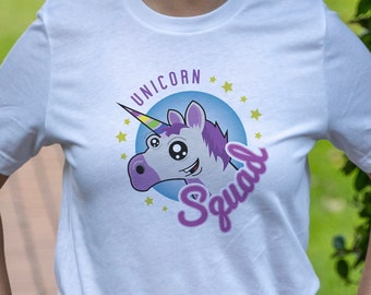 Camicia squadra unicorno, camicie per feste a tema unicorno, maglietta unicorno, camicie divertenti per ragazze, camicia carina e divertente per festa in famiglia, regalo di compleanno