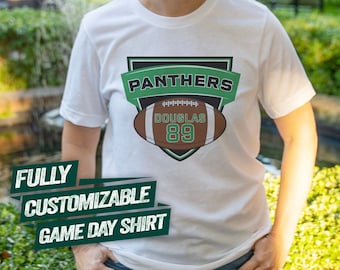 Custom Football Shield Game Day Team Shirt, Football Custom Text Shirt, Custom Football Tee, Custom Name Tops, Personalized Sport Shirt