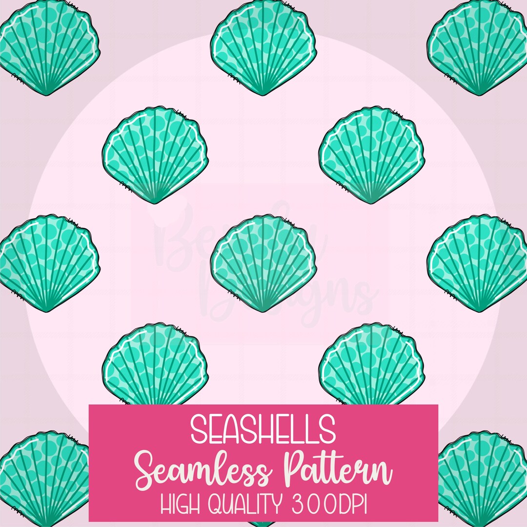 Seashell Seamless Pattern PNG, Coastal Beach Digital Paper, Preppy ...