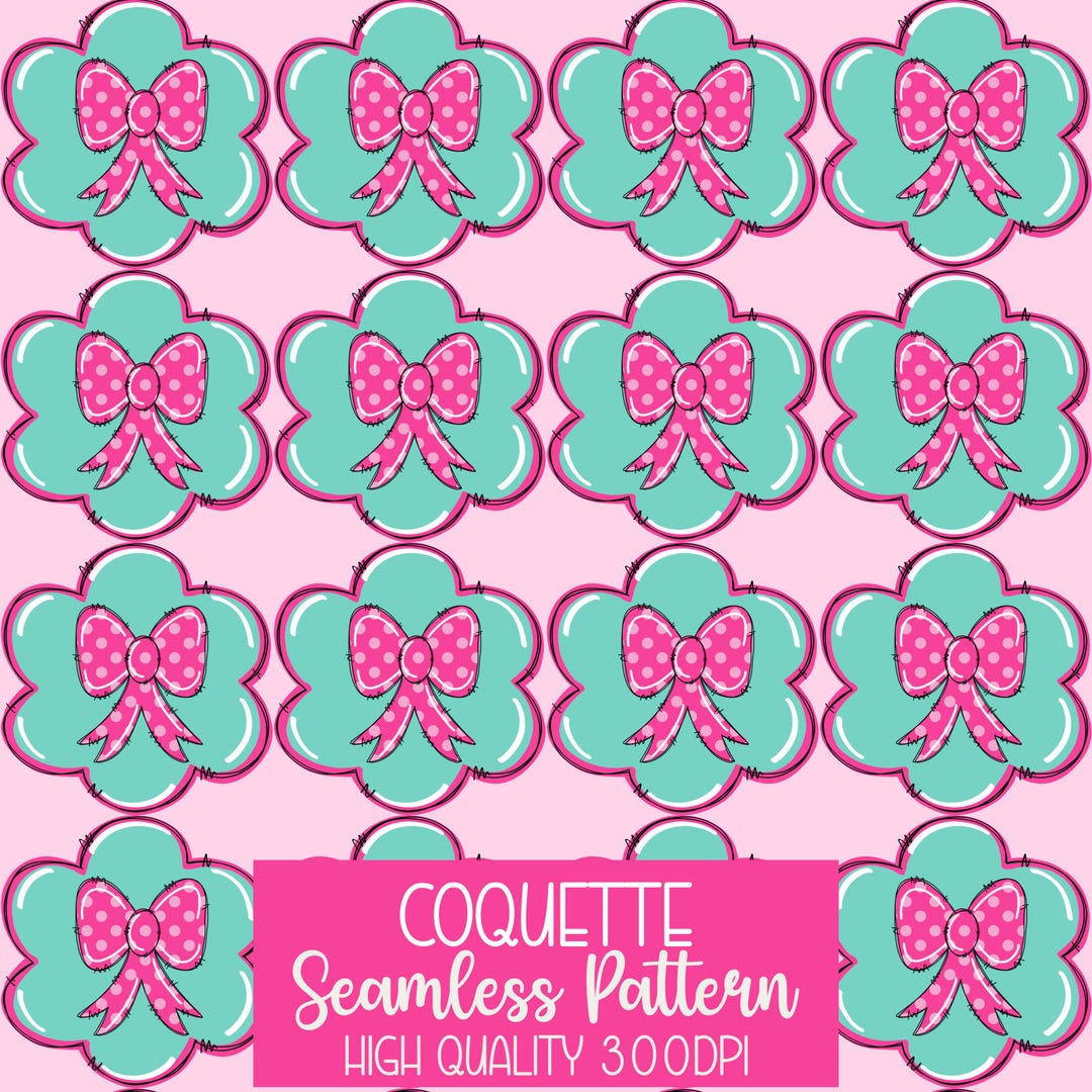Coquette Bow Seamless Pattern PNG, Pink Preppy Digital Paper, Cute ...