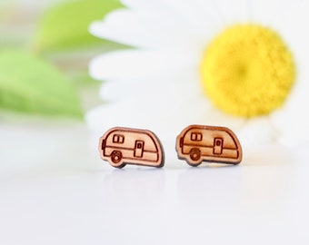 Wooden camper travel earrings