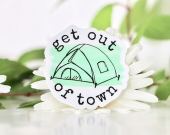 Get out of town waterproof stickers