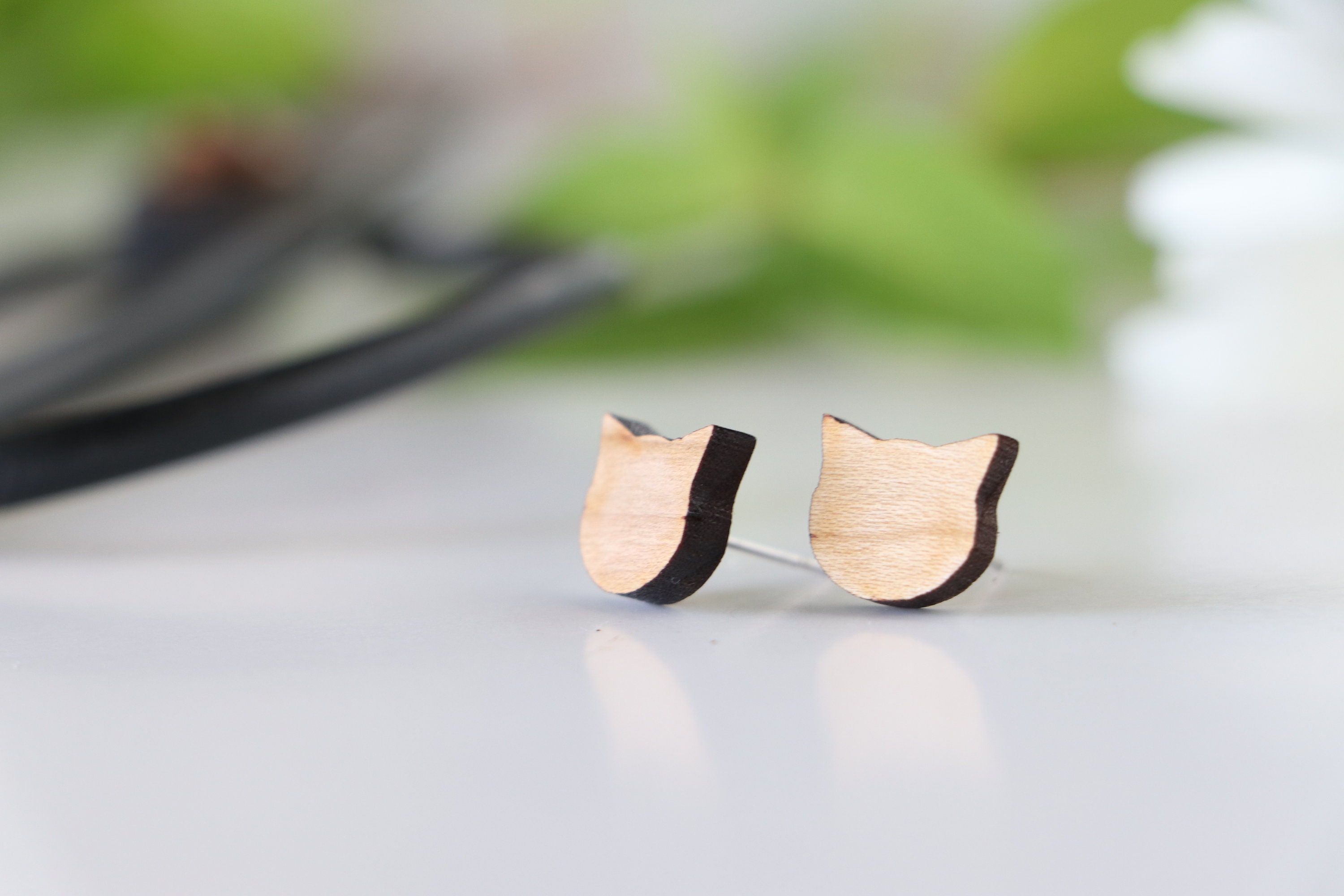 Cat Kitten wooden earrings Etsy
