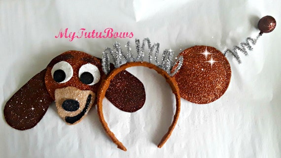 TOY STORY SLINKY Dog Minnie Mouse Ears Brown Glitter Add a Bow Alien Woody Fits Adults and Children Halloween Toy Story Land Princess Buzz