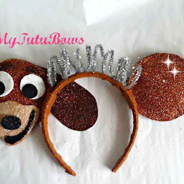 TOY STORY SLINKY Dog Minnie Mouse Ears Brown Glitter Add a Bow Alien Woody Fits Adults and Children Halloween Toy Story Land Princess Buzz