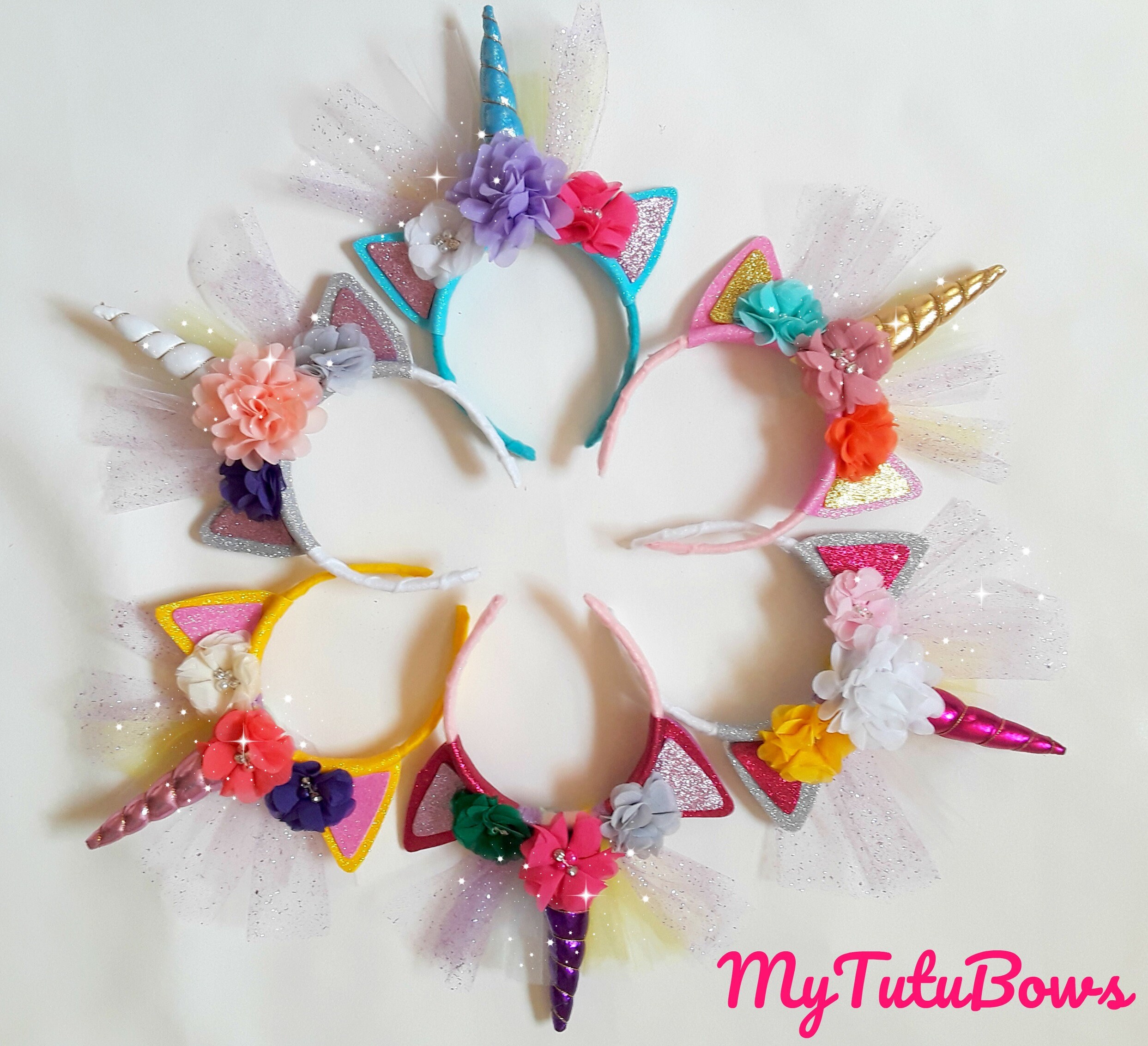 UNICORN HEADBAND Choose Own Colors Horn Gold Jewels Tulle | Etsy