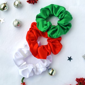 Christmas Scrunchies, Holiday Scrunchie set, Satin Scrunchie, Christmas Gifts, stocking stuffers, Valentines day gift