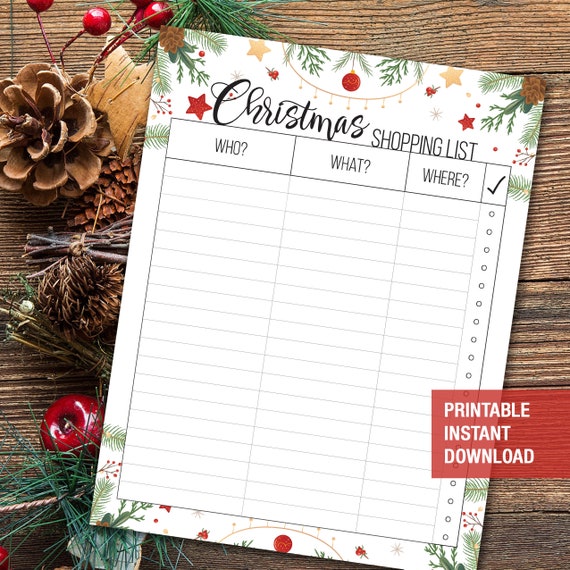 Christmas Shopping List Printable