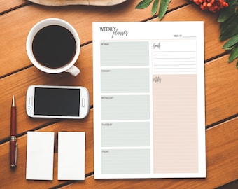 Printable Weekly Planner, Letter Size Planner, digital download, Printable, Planner, Daily Tasks To Do List