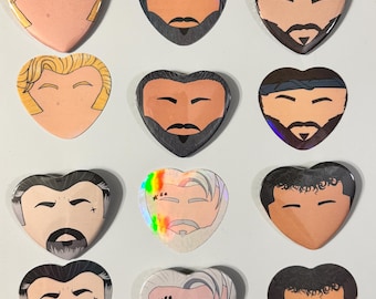 OFMD heart-shaped buttons and stickers