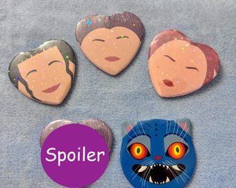 KPop Demon Hunter Holographic Character Face Buttons