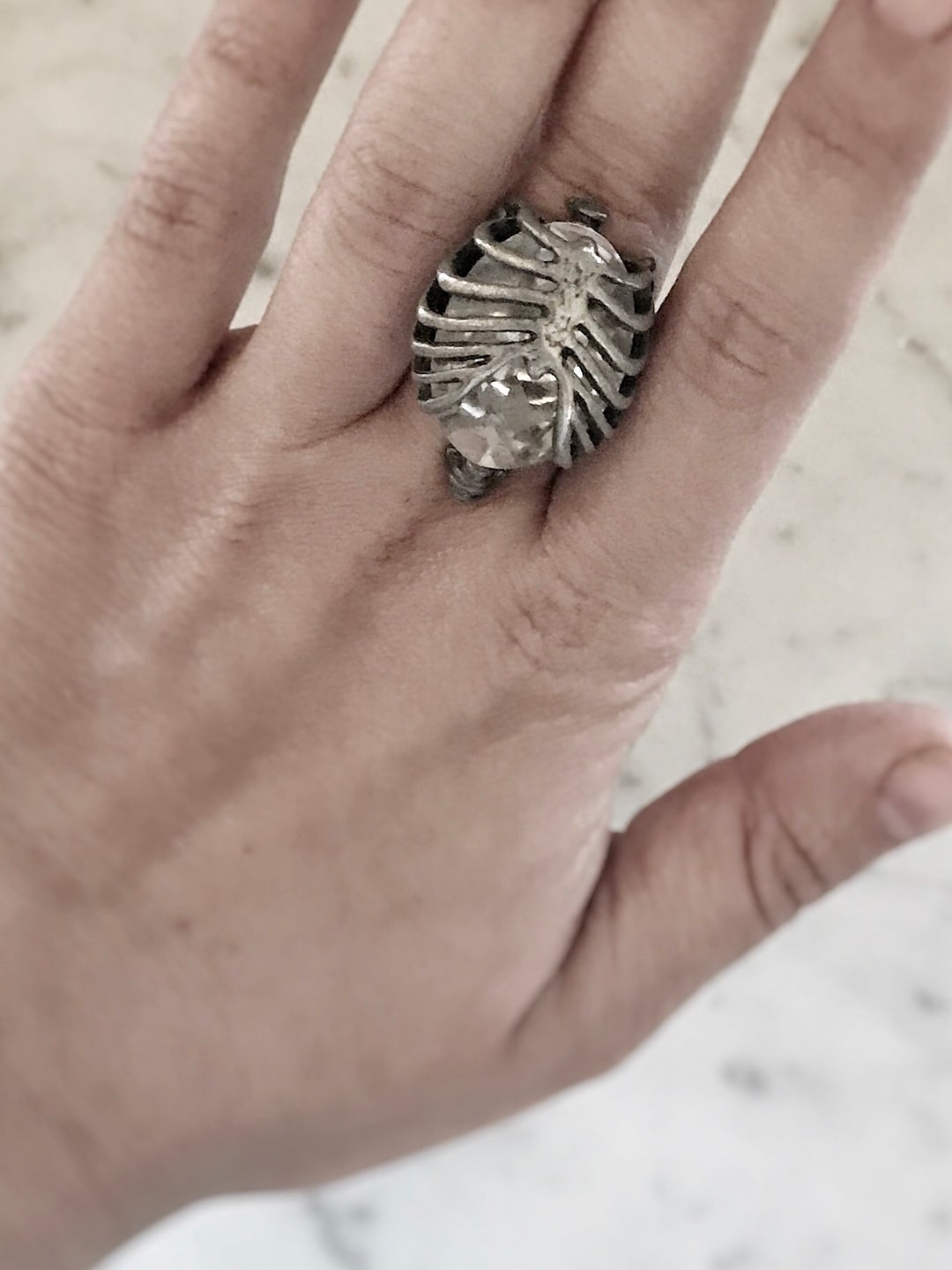 Crystal Rib Cage Ring Etsy