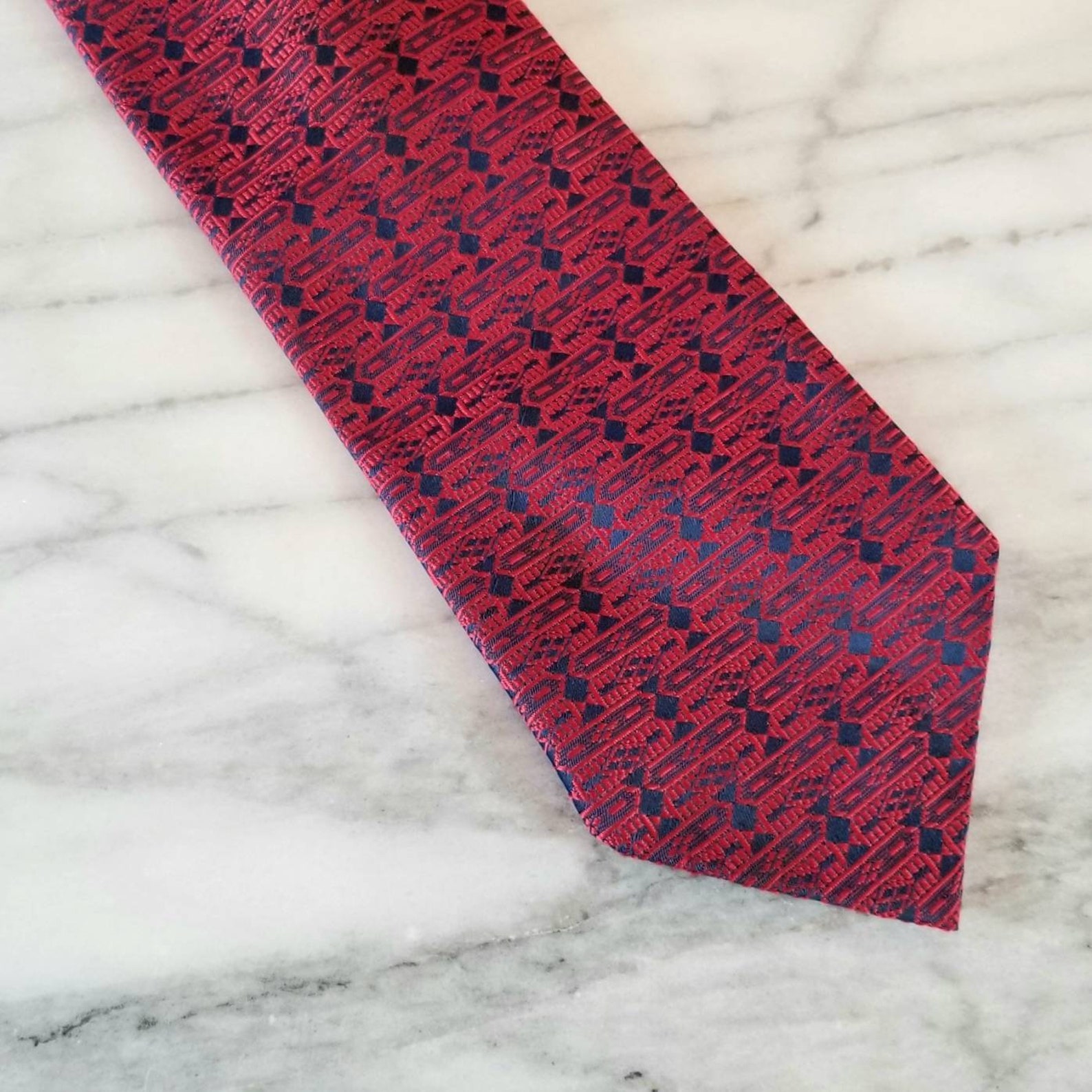 Vintage Superba Dacron Red and Blue Geometric Retro Necktie | Etsy
