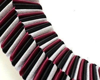 Love Chain Box Braid Homecoming Mum - Maroon, Silver Diamond Dust, and Black