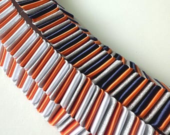 Love Chain Box Braid Homecoming Mum - Orange Color Options with Silver Diamond Dust