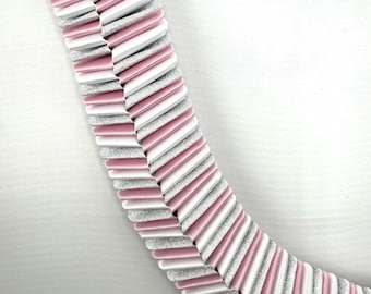 Love Chain Box Braid Homecoming Mum - Pink, Silver Diamond Dust, and White