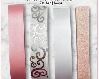 DIY Loopy Loop Chain Ribbon Kit - Homecoming Mum - Pink and Silver Imprint Ribbon