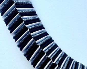 Love Chain Box Braid Homecoming Mum - Black, Pewter Glitter, and Silver - READY TO SHIP