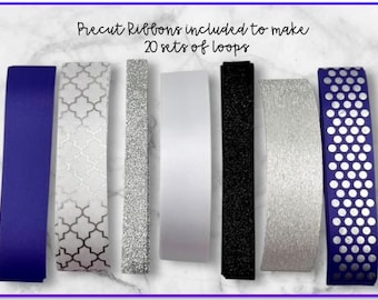 DIY Loopy Loop Chain Ribbon Kit - Homecoming Mum - Purple and Silver Imprint Ribbon