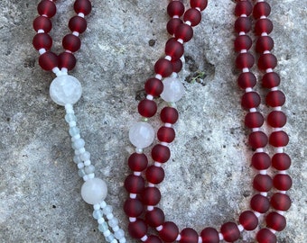 Red Buddhist Juzu Beads | Nichiren Prayer Beads | 6mm Meditation Necklace