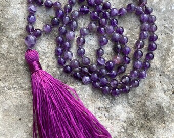Amethyst Mala Necklace | 6mm Mala Beads