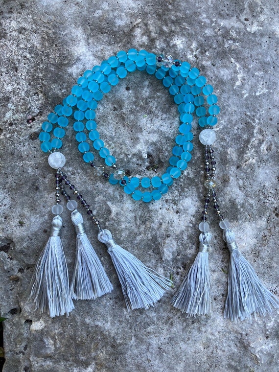 Light Blue Nichiren Prayer Beads Buddhist Juzu Beads 6mm