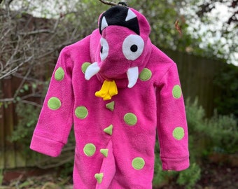 Roze groen monster hoodie kostuum voor kinderen kerstcadeau