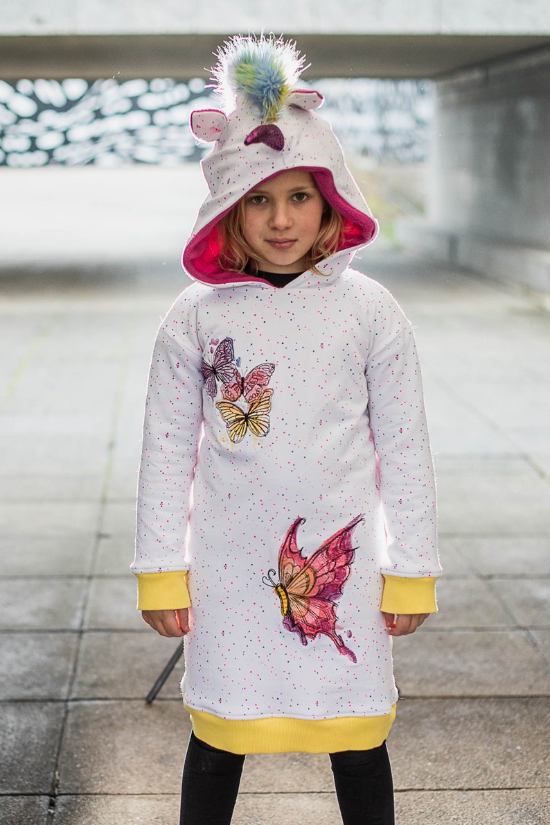 Butterfly Unicorn Hoodie Handmade Embroidered for Kids and Adults image 2