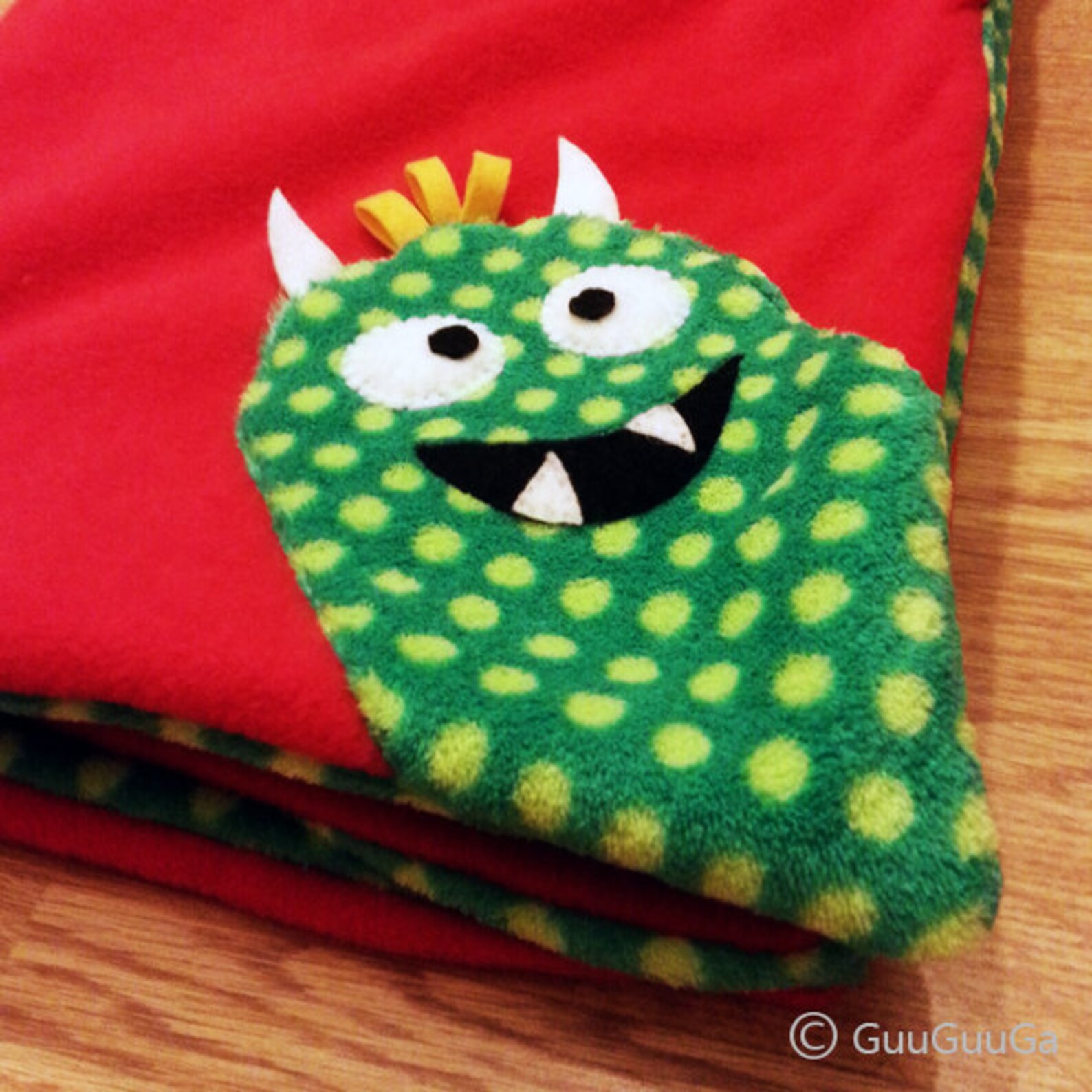 Christmas baby blanket monster red blue green polka dot Etsy
