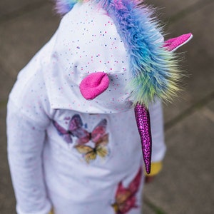 Butterfly Unicorn Hoodie Handmade Embroidered for Kids and Adults image 3