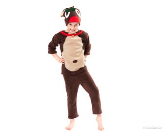 4-6 years old Christmas Rudolf the Red-Nosed Reindeer costume for Kids Christmas Gift