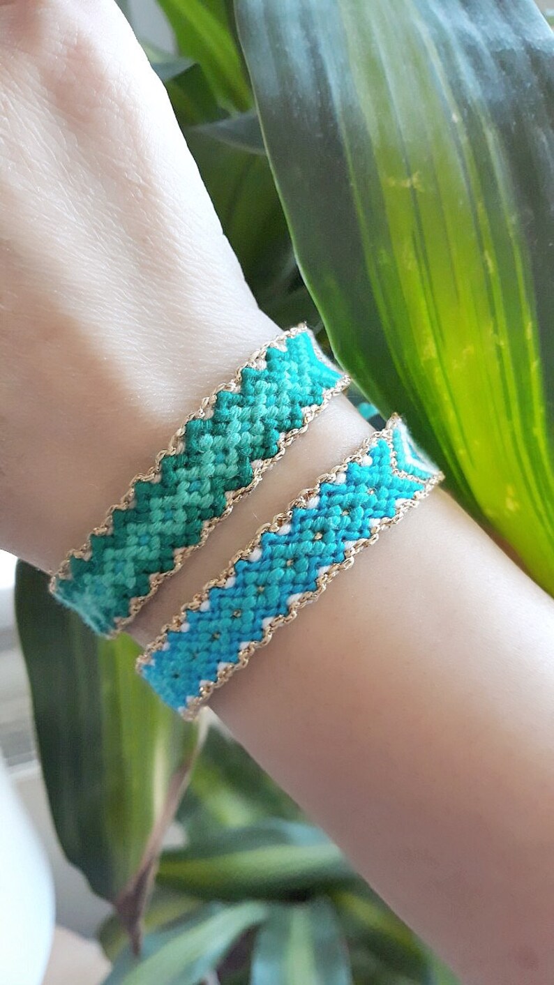 Wayuu bracelet Wayuu Handwoven Friendship Bracelet Mexico bracelet Turquoise /&Blue Friendship bracelet