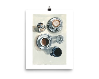 Coffee Still Life Painting, Kitchen Decor, kitchen wall art, coffee wall art, coffee poster, Coffee Lover, Coffee Decor, Watercolor Gift