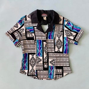 90s Vintage Abstract Sailboat Button Down