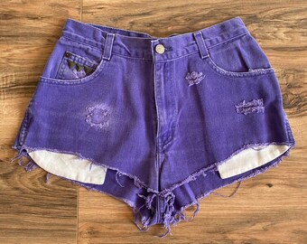 Purple Denim Shorts - Etsy