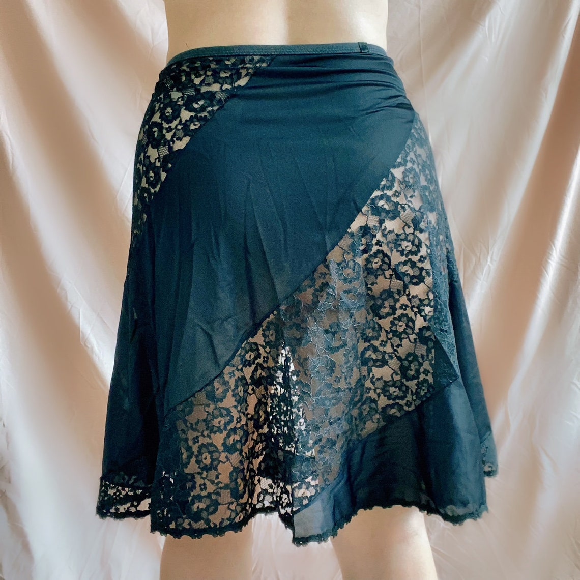 black half slip with lace trim