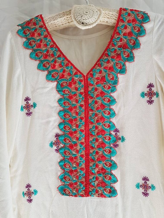 Vintage Indian cotton overdress with embroidery an