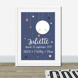 Poster Lune Noir Et Blanc Pour Chambre D Enfant Ou Bebe Etsy